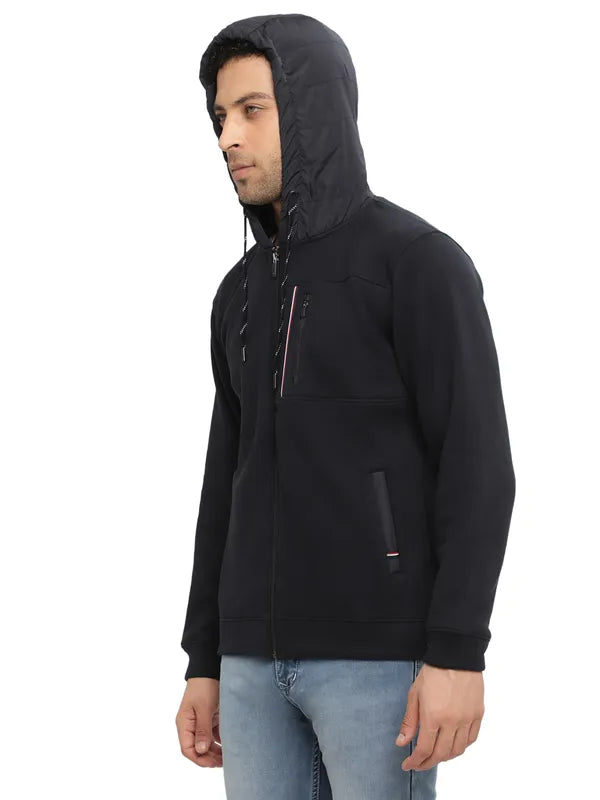 Octave Men Navy Blue Hooded Sweatshirt