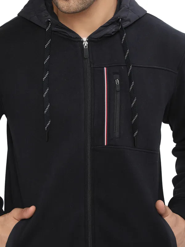 Octave Men Navy Blue Hooded Sweatshirt