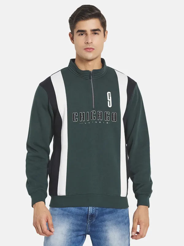 Men Green Printed Sweatshirt