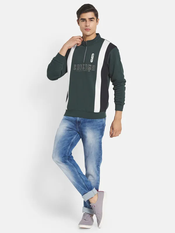 Men Green Printed Sweatshirt
