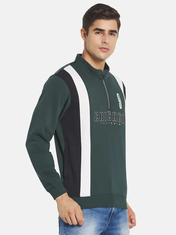 Men Green Printed Sweatshirt
