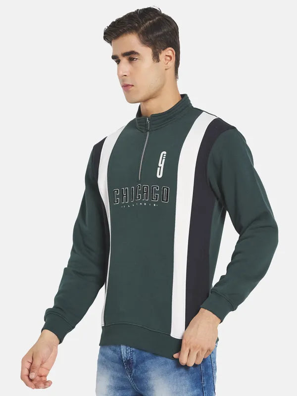 Men Green Printed Sweatshirt