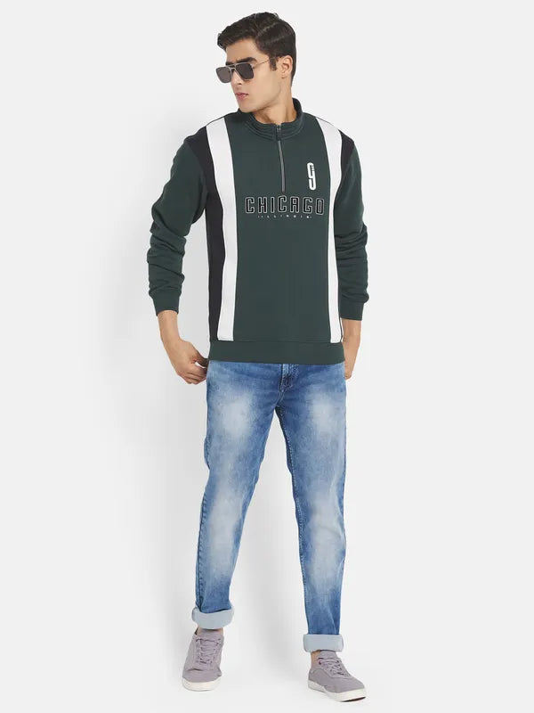 Men Green Printed Sweatshirt