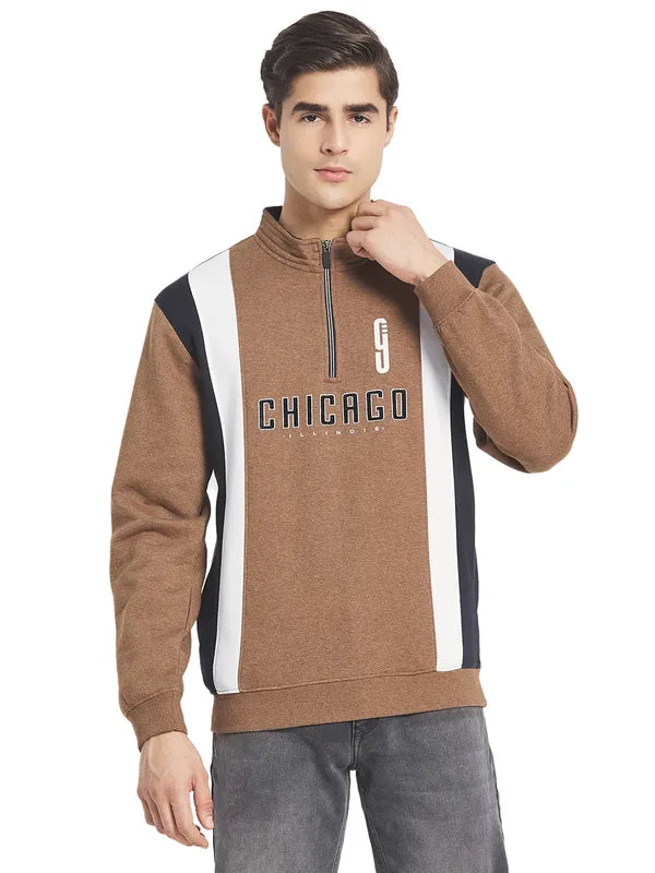 Octave Men Brown Printed Sweatshirt