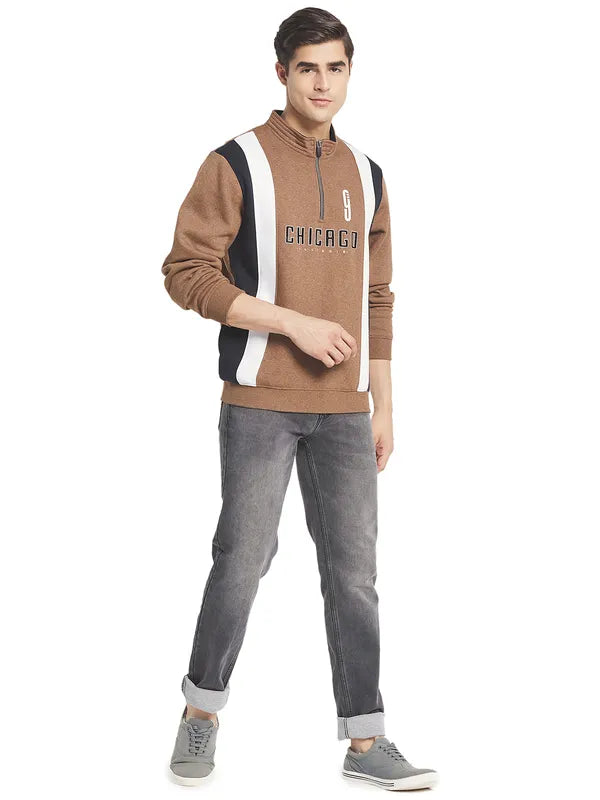 Octave Men Brown Printed Sweatshirt
