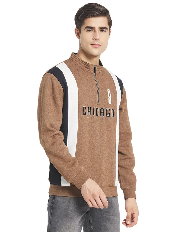 Octave Men Brown Printed Sweatshirt