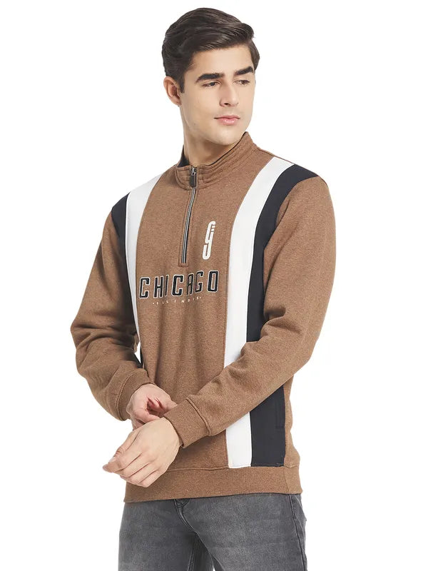 Octave Men Brown Printed Sweatshirt