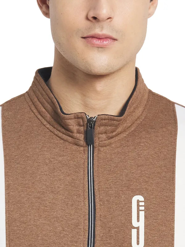 Octave Men Brown Printed Sweatshirt