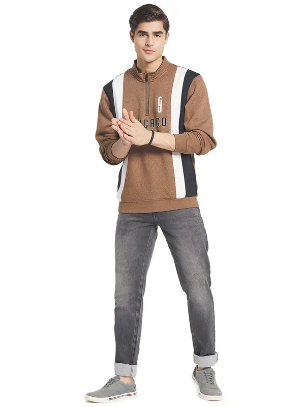 Octave Men Brown Printed Sweatshirt