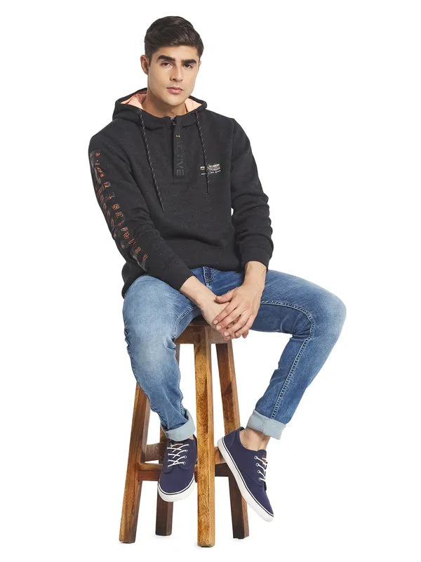 Octave Men Grey Hooded Sweatshirt