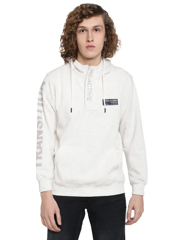 Octave Men White Hooded Sweatshirt