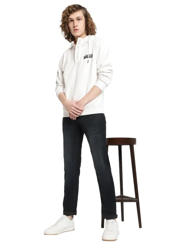 Octave Men White Hooded Sweatshirt