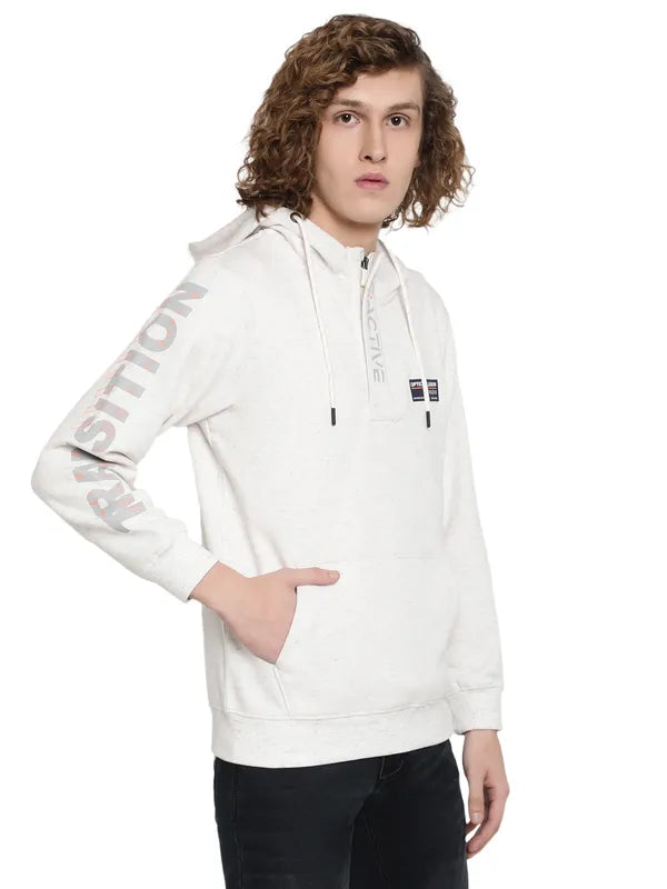 Octave Men White Hooded Sweatshirt