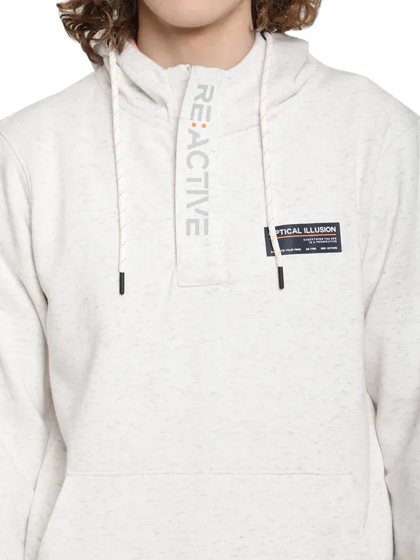 Octave Men White Hooded Sweatshirt