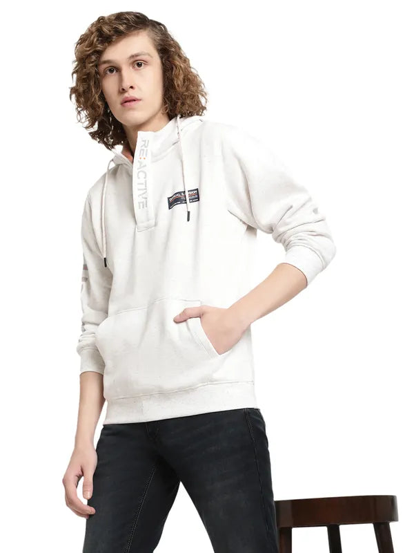 Octave Men White Hooded Sweatshirt