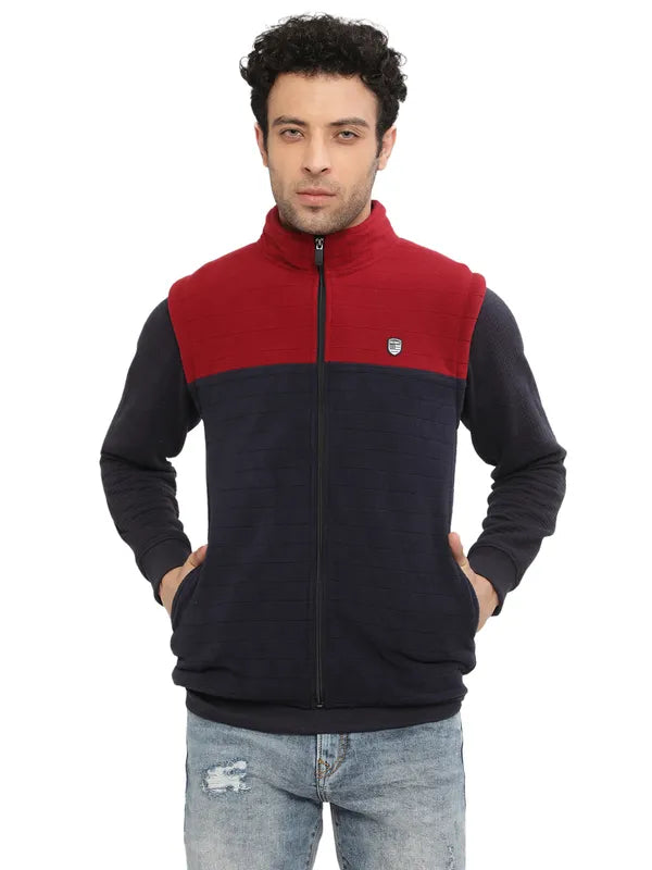 Octave Men Maroon Colourblocked Sweatshirt