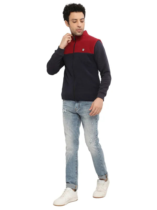 Octave Men Maroon Colourblocked Sweatshirt
