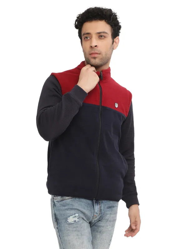 Octave Men Maroon Colourblocked Sweatshirt