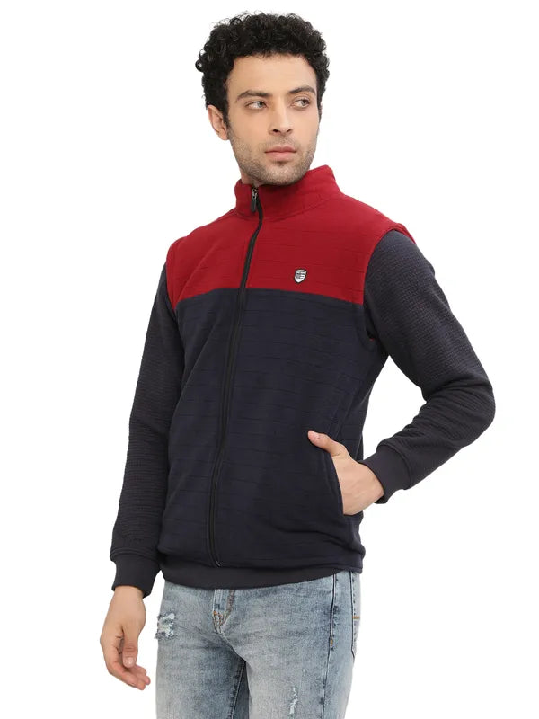 Octave Men Maroon Colourblocked Sweatshirt