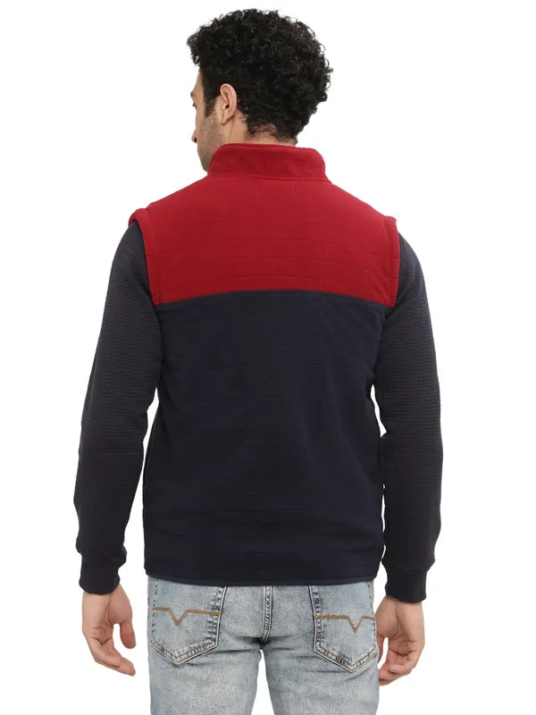 Octave Men Maroon Colourblocked Sweatshirt