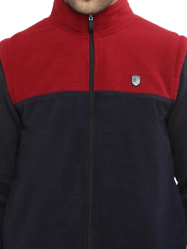 Octave Men Maroon Colourblocked Sweatshirt