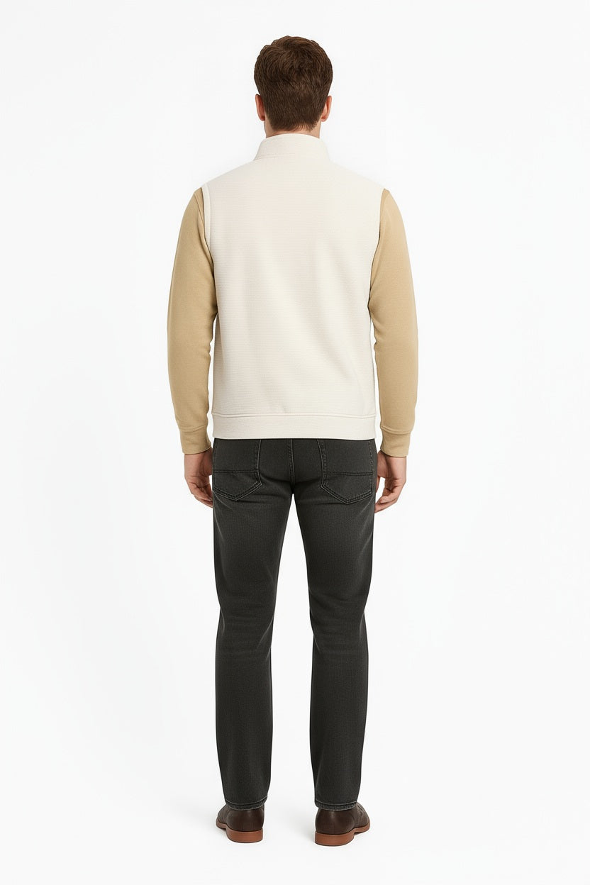 Octave Men Off White Solid Mandrain Neck Sweatshirt