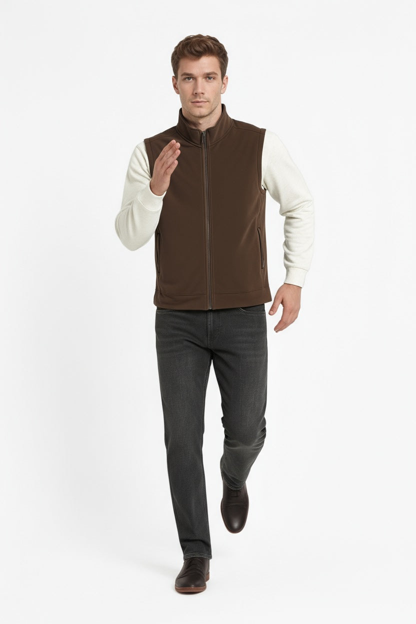 Octave Men Espresso Solid Mandrain Neck Sweatshirt