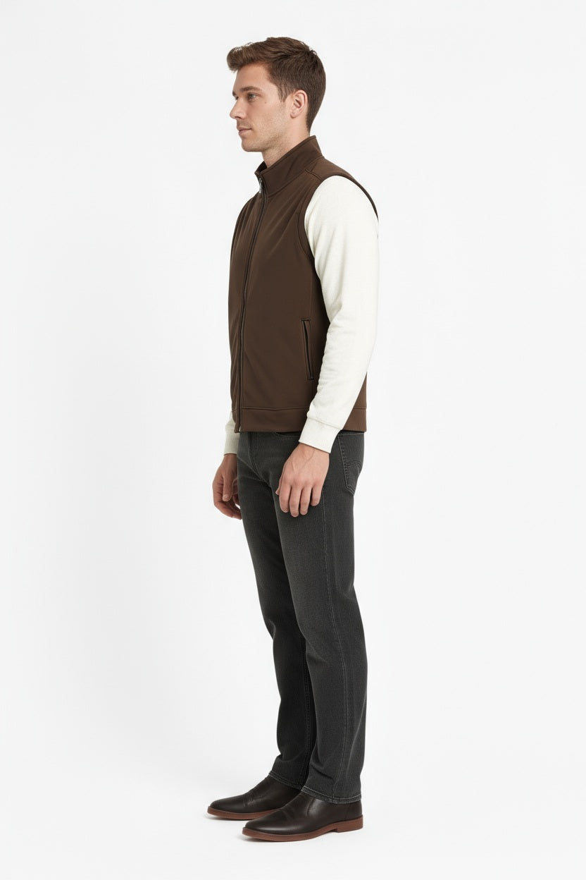 Octave Men Espresso Solid Mandrain Neck Sweatshirt