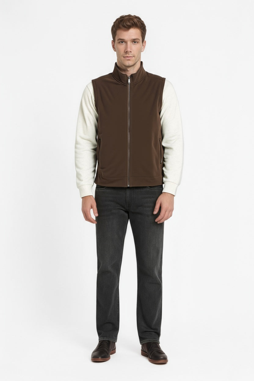 Octave Men Espresso Solid Mandrain Neck Sweatshirt