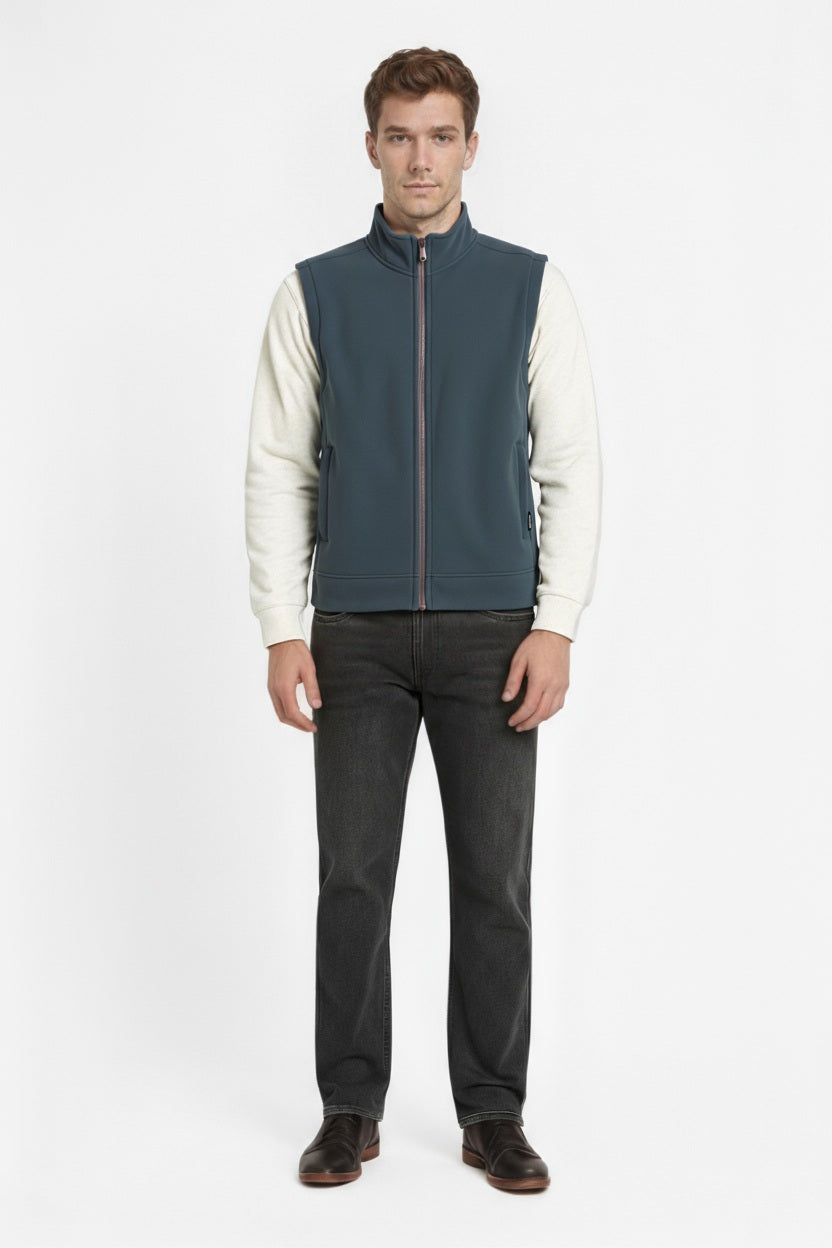 Octave Men Navy Melange Solid Mandrain Neck Sweatshirt