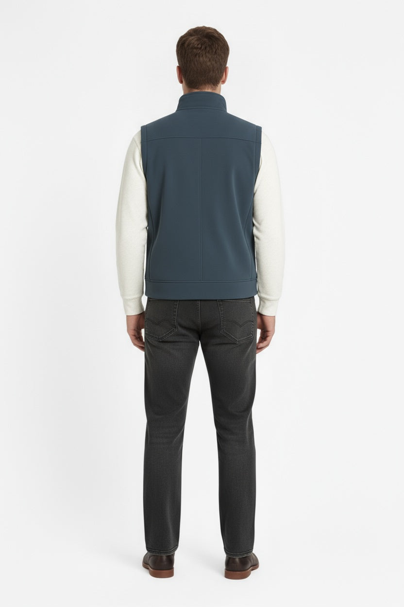 Octave Men Navy Melange Solid Mandrain Neck Sweatshirt