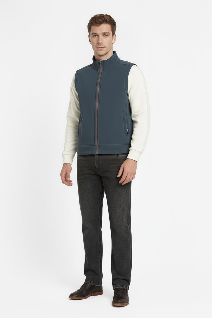 Octave Men Navy Melange Solid Mandrain Neck Sweatshirt