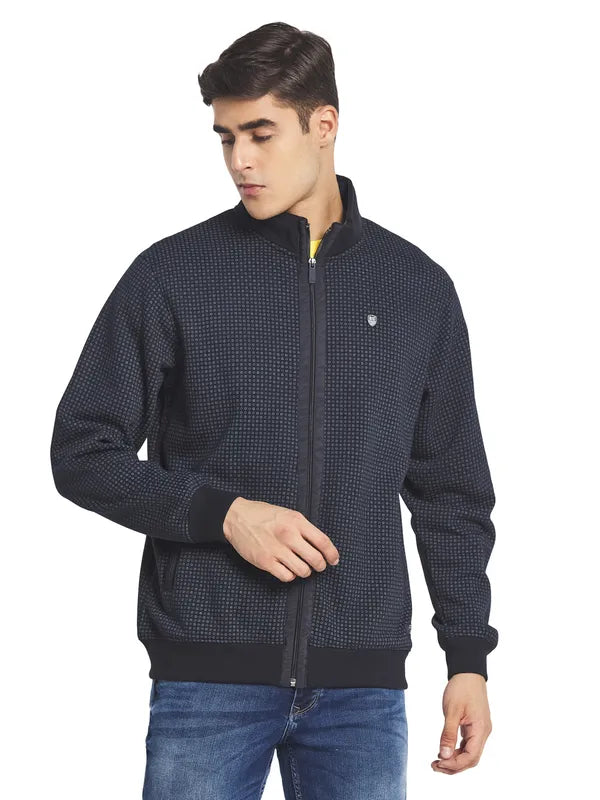 Octave Men Navy Blue Grey Printed Sweatshirt