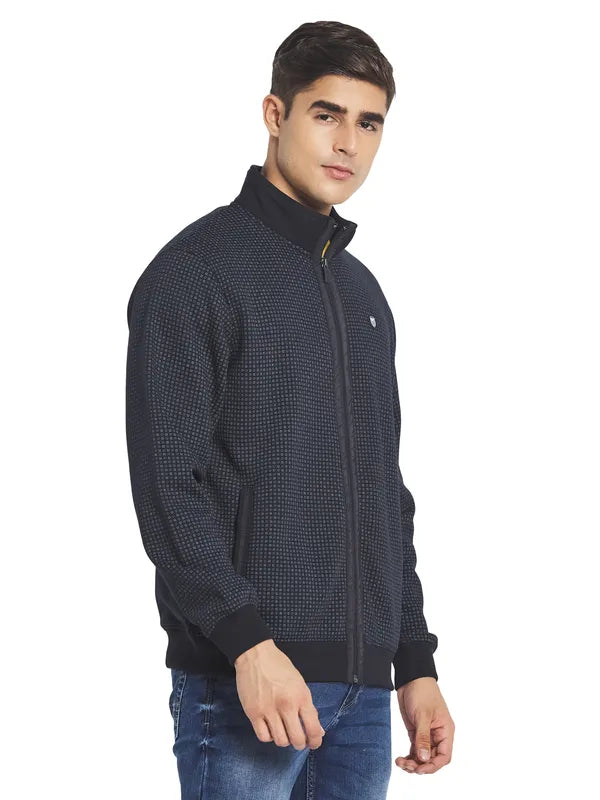 Octave Men Navy Blue Grey Printed Sweatshirt