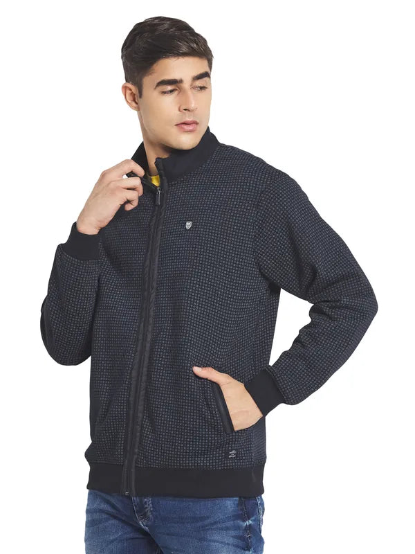 Octave Men Navy Blue Grey Printed Sweatshirt