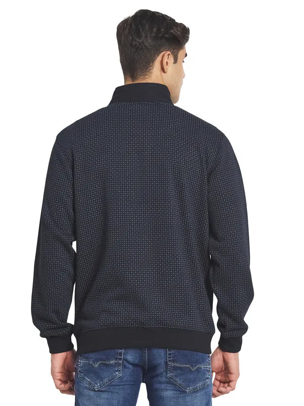 Octave Men Navy Blue Grey Printed Sweatshirt