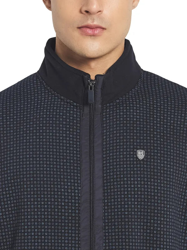 Octave Men Navy Blue Grey Printed Sweatshirt