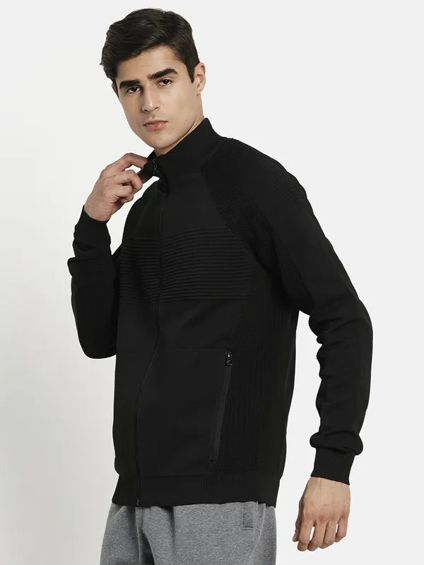 Men Black Solid Sweatshirt