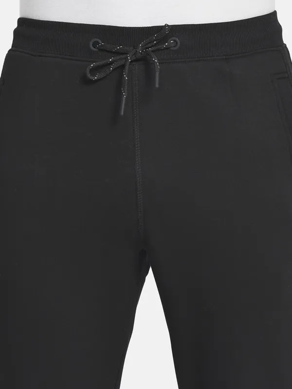Men Black Solid Cotton Track Pants