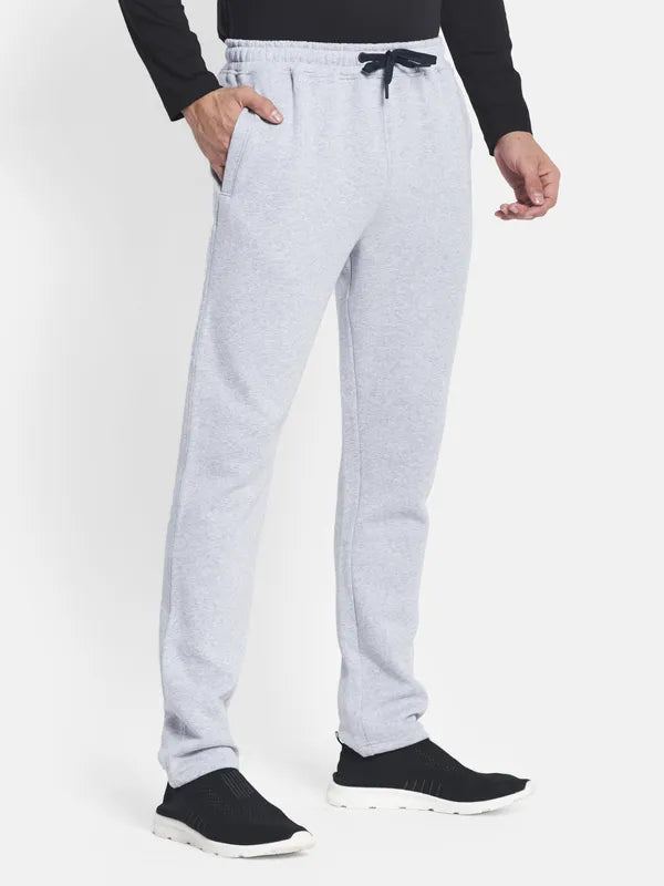 Men Grey Solid Cotton Track Pants