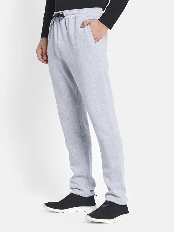 Men Grey Solid Cotton Track Pants