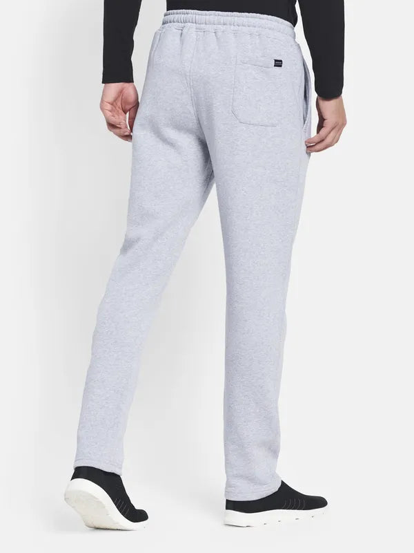 Men Grey Solid Cotton Track Pants