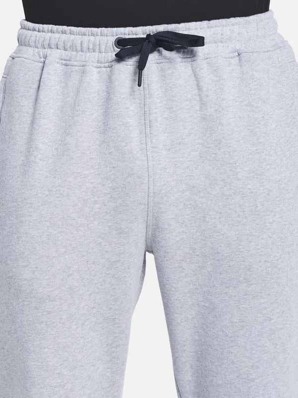 Men Grey Solid Cotton Track Pants