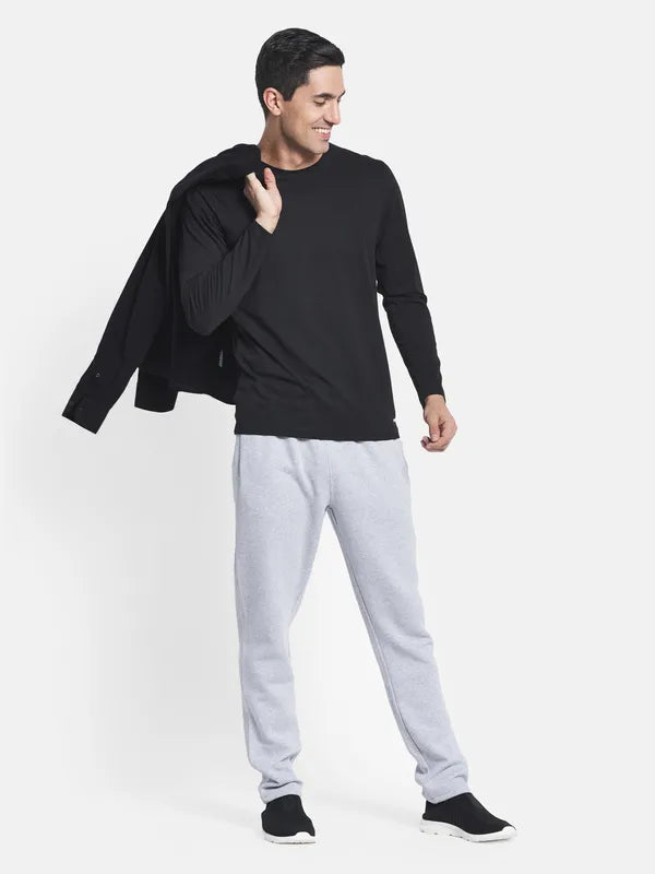 Men Grey Solid Cotton Track Pants