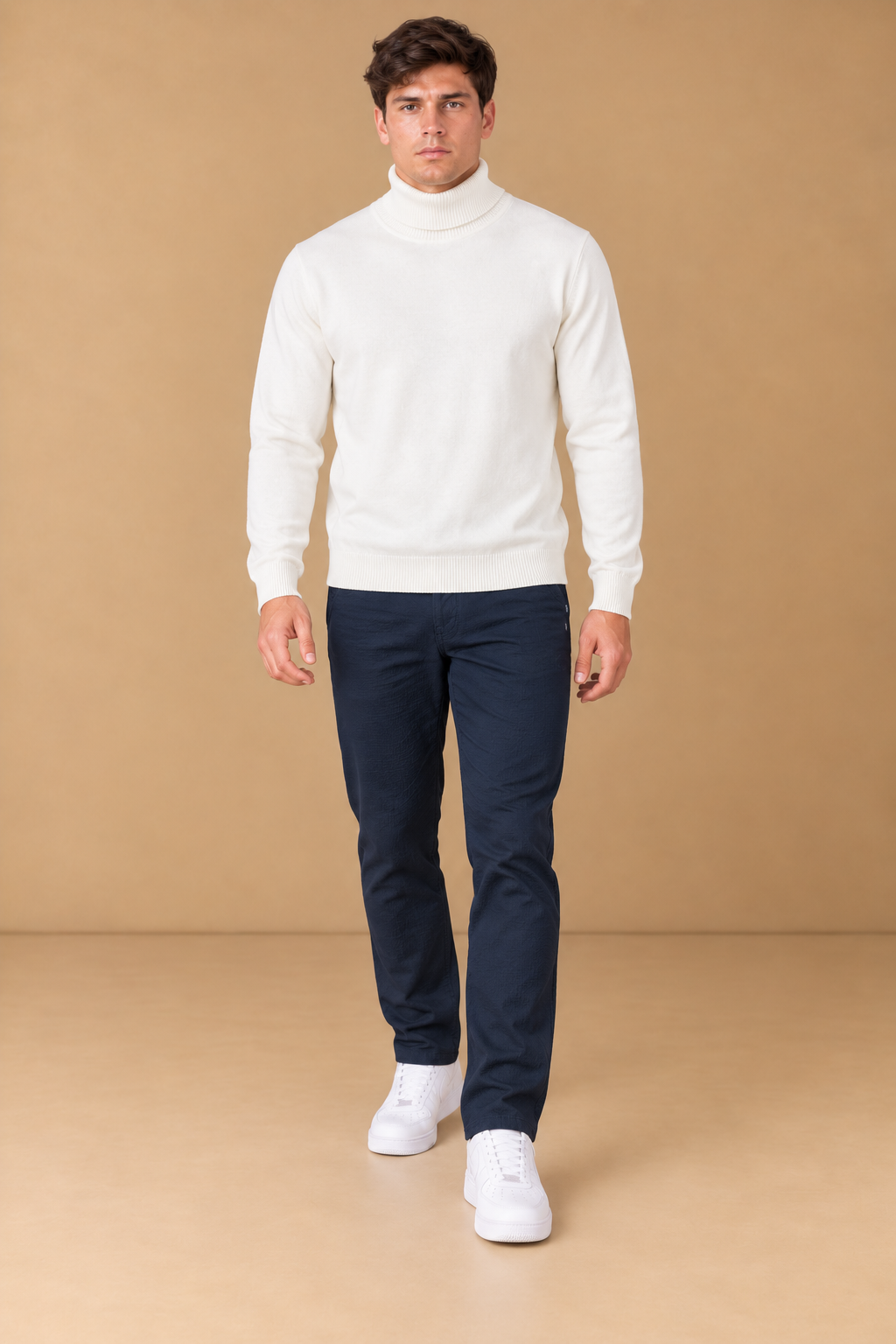 Men’s Espresso Seersucker Knitted Lower – Regular Fit Textured Casual Trousers