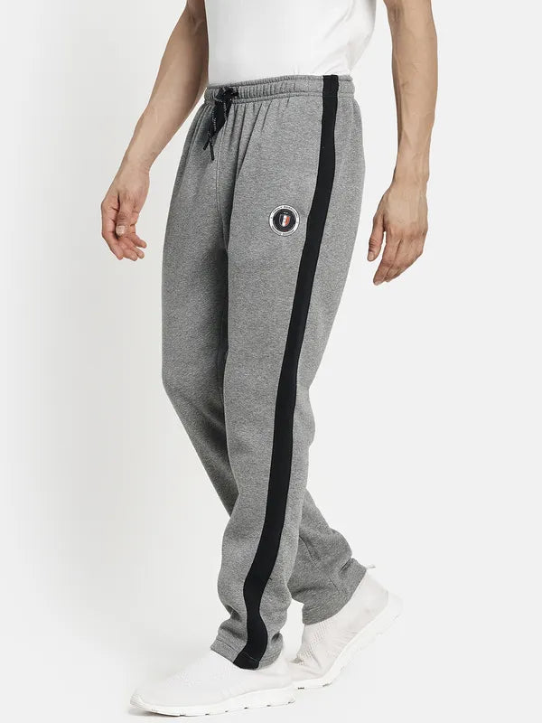 Men Grey Black Solid Cotton Track Pants
