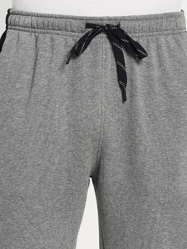 Men Grey Black Solid Cotton Track Pants