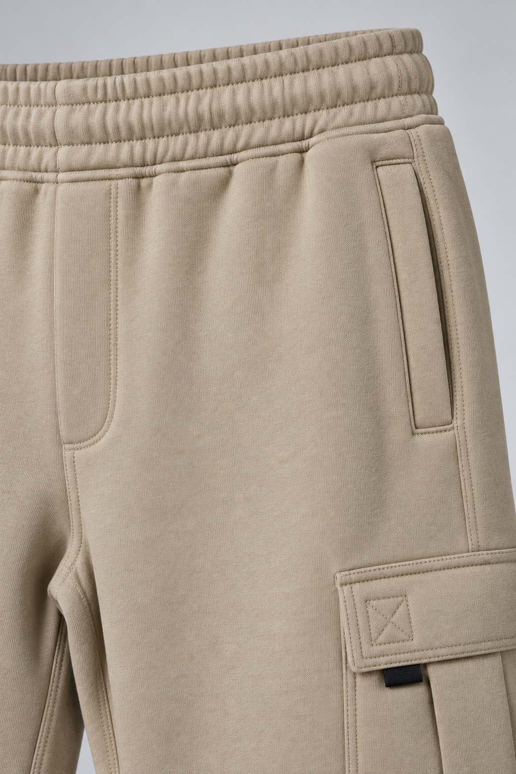 Men’s Regular Fit Knitted Fleece Cargo Lower – Safari