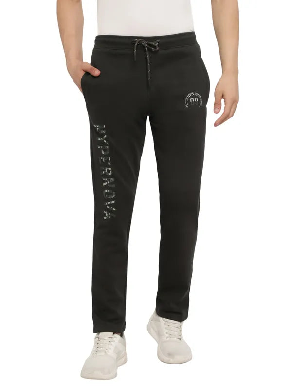 Octave Men Olive Green Solid Cotton Track Pants