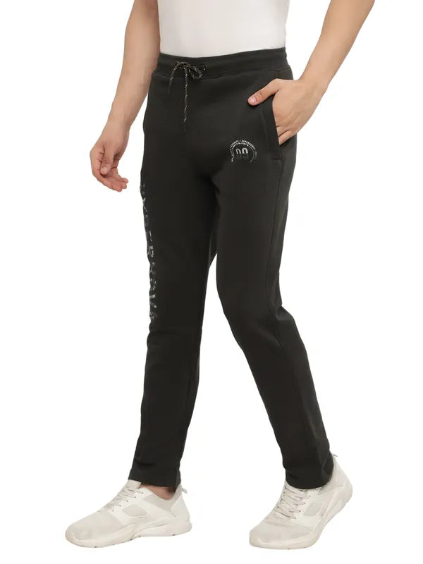 Octave Men Olive Green Solid Cotton Track Pants